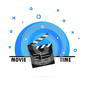 Film clapper board. Movie clapper. Movie time concept. Vector illustration