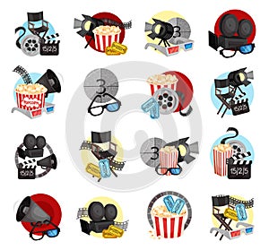 Film Composition with Cinema Items Big Vector Set