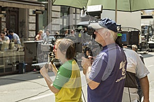 Film crew in Zagreb, Croatia