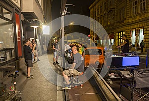 Film crew in Zagreb, Croatia