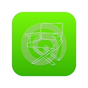 Film director chair icon green vector