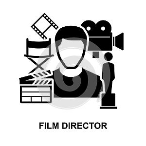 Film director icon isolated on white background