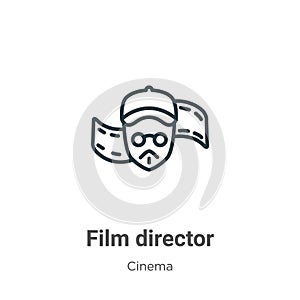 Film director outline vector icon. Thin line black film director icon, flat vector simple element illustration from editable