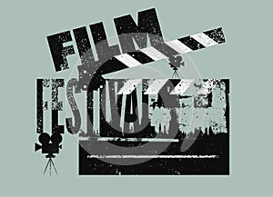 Film Festival typographical vintage grunge style poster design. Retro vector illustration.