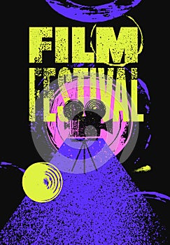 Film Festival typographical vintage grunge style poster design. Retro vector illustration.