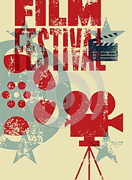 Film Festival typographical vintage grunge style poster design. Retro vector illustration.