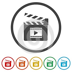 Film flap ring icon, color set