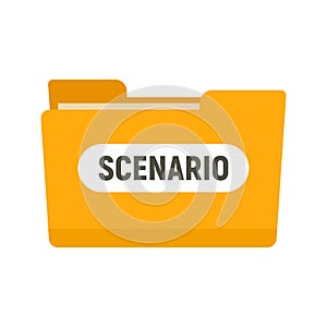 Film folder scenario icon, flat style