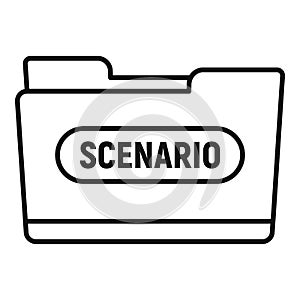 Film folder scenario icon, outline style