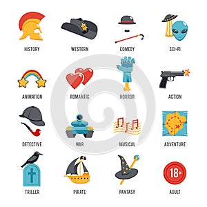 Film Genres Icon Set