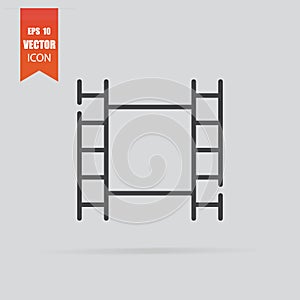 Film icon in flat style isolated on grey background