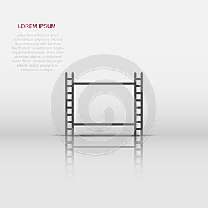 Film icon in flat style. Movie vector illustration on white isolated background. Play video business concept