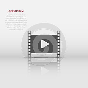 Film icon in flat style. Movie vector illustration on white isolated background. Play video business concept