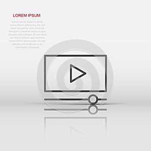 Film icon in flat style. Movie vector illustration on white isolated background. Play video business concept