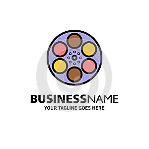 Film, Movie, Reel, Tank, Tape Business Logo Template. Flat Color