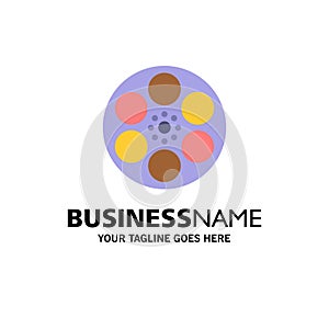 Film, Movie, Reel, Tank, Tape Business Logo Template. Flat Color