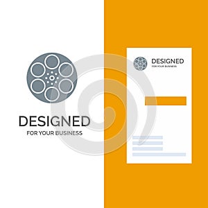 Film, Movie, Reel, Tank, Tape Grey Logo Design and Business Card Template