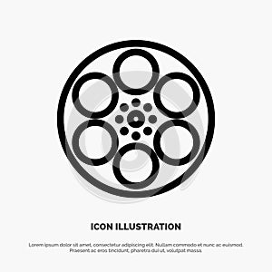 Film, Movie, Reel, Tank, Tape Line Icon Vector