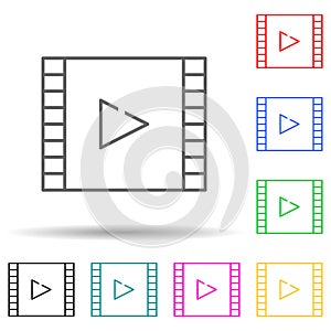 Film multi color set icon. Simple thin line, outline vector of web icons for ui and ux, website or mobile application