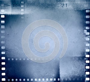 Film negatives blue background