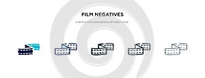 Film negatives icon in different style vector illustration. two colored and black film negatives vector icons designed in filled,