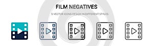Film negatives icon in filled, thin line, outline and stroke style. Vector illustration of two colored and black film negatives