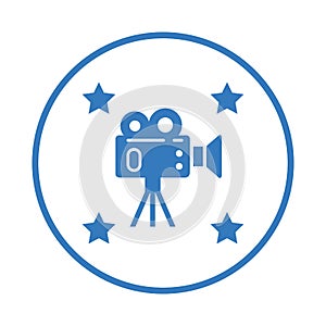 Film, photography, videography icon. Blue vector sketch