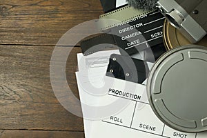 Film production Behind the scenes flat lay image for background.