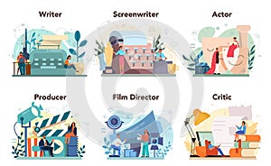 Film production profession set. Idea of creative people and profession.