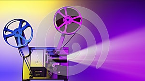 Film projector copyspace against colorful and multicolored copy space background