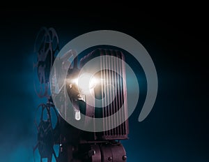 Film projector on a dark background