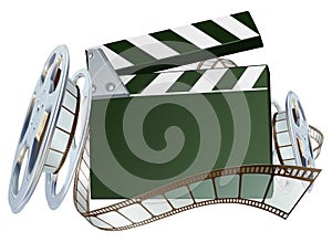 Film reel and clapper board background