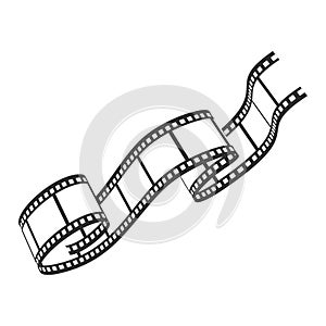 Film reel icon, cinematography and photography tape strip photo