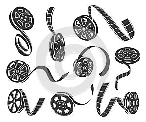 Film reel icons vector set isolated from background photo