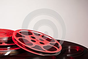 Film reel with movie film - space for text