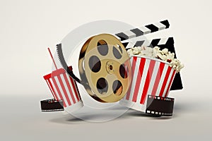 Film reel,popcorn,movie strip,disposable cup for beverages with