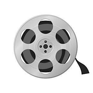 Film reel on white background. Watch movie in the cinema