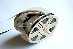 Film reels on white background