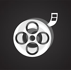 Film roll icon on black background for graphic and web design, Modern simple vector sign. Internet concept. Trendy symbol for