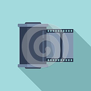 Film roll icon flat vector. Camera photo