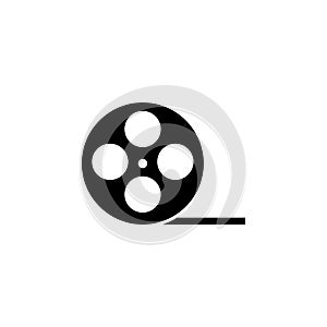 Film roll icon vector or video camera tape reel flat sign symbols logo illustration isolated on white background black color.