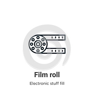 Film roll outline vector icon. Thin line black film roll icon, flat vector simple element illustration from editable electronic