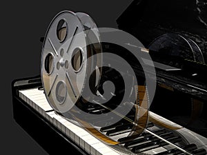 Film roll on a piano keyboard