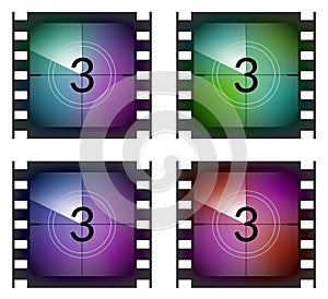 Film strip countdown movie number cinema vintage vector old frame illustration