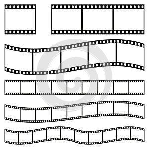 Film strip frame or border set. Photo, cinema or movie negative. Vector illustration