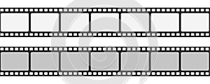 Film strip frame or border set. Photo, cinema or movie negative. Vector illustration.