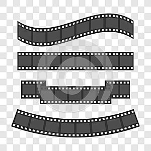 Film strip frame set. Different shape ribbon. Design element. Flat design style Template Transparent background isolated