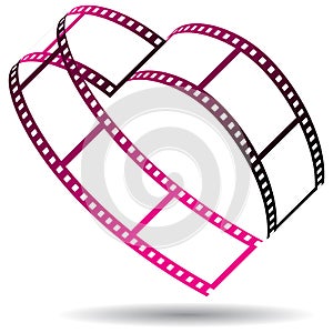 Film strip heart shaped on white