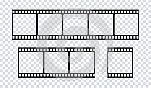 Film strip icon. Vector isolated element. Film strip roll black icon. Video tape photo film strip frame vector