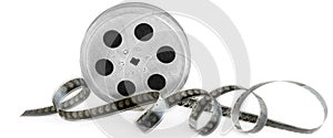 Film strip isolated on white background. Wide photo.